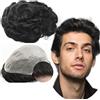 YANAHAIR Protesi Capelli Uomo Yanahair Toupee per Uomini Parrucchini Parrucca Capelli Veri Uomo Parrucche 100% Europeo Capelli Umani Veri 0.04mm V-loop PU pelle sottile Toupet (8x10",#1B nero naturale)