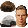 YANAHAIR Protesi Capelli Uomo Yanahair Toupee per Uomini Parrucchini Parrucca Capelli Veri Uomo Parrucche 100% Europeo Capelli Umani Veri 0.04mm V-loop PU pelle sottile Toupet (8x10",#4 marrone chiaro)