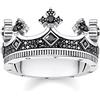 THOMAS SABO TR2208-643-11 - Anello a forma di corona, misura 48, in argento sterling e zirconi, colore: Nero
