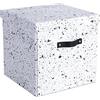Bigso Box of Sweden Scatola portaoggetti con coperchio e manici - Scatole per vestiti, giocattoli, coperte e altro - Scatola pieghevole in fibra di legno e carta - nero maculato