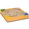 Outsunny Sabbiera per Bambini da 4 Posti in Legno di Abete con Design senza Fondo, 109x109x19.8 cm|Aosom