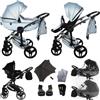 Junama Novità! Originale Junama Diamond S-Class v2 TRIO Passeggino Combinato 3in1 Exclusive Prams (10 blu)