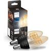 Philips Hue White Ambiance Filament Candela Smart LED Funziona con Alexa, Google Assistant e Apple HomeKit, Pack da 2