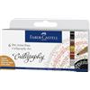 Faber-Castell - Penne a inchiostro Pitt Artist Pen Calligraphy, 6 colori | Inchiostro da disegno resistente all'acqua e alla luce per calligrafia e handlettering