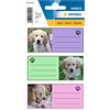 Herma 5512 Etichette adesive scrivibili per quaderni, per la scuola, con motivi stampati, dimensioni: 7,6 x 3,5 cm, confezione da 9 etichette Cani