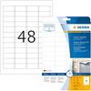 HERMA Etichette Impermeabili, 45,7 x 21,2 mm, Etichette Adesive A4 per Stampante, 48 Etichette per Foglio, Bianco