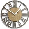 FLEXISTYLE EKO LOFT Piccolo orologio da parete senza ticchettio, 30 cm, soggiorno, camera da letto, prodotto in UE, grigio e rovere