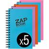 Clairefontaine 8360C Quaderno con Spirale Zap Book, 160 Fogli Carta per Schizzi 100% riciclata, A5 14,8x21 cm 80g, Copertina colori assortiti, Pacco da 5 Quaderni