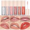 HOPHAT 6Pcs Olio per labbra Luce Lucidalabbra Set Idratante Lucidalabbra Olio Rossetto liquido impermeabile a lunga durata Gelatina di cristallo Rossetto liquido colorato per ragazze e donne (Set A)
