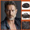Zakya Capelli umani Toupet da uomo, 100% capelli veri, per uomo, sistema di ricambio per capelli, dimensioni base 20 x 25 cm (Off Nero 1B#+40% Capelli Grigi)