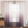 EMEMA Voile Tende Trasparenti con Occhielli Sfumato per Soggiorno Verticale Tenda per Finestra per Soggiorno e Camera da Letto 2 Pannelli 140 x 225 CM Viola