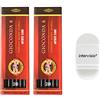 intervisio 2 Set Koh-I-Noor Grafite Mine per Portamina 5.6 mm Durezza 2B K4865 Artista Mina per Portamine 120 mm + Intervisio Temperamatite, Gomma da Cancellare - Bundle
