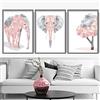 Artze Wall Art Set di 3 stampe artistiche con elefanti geometrici, 40 cm di larghezza x 50 cm di altezza, rosa cipria