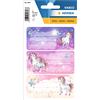 HERMA 1896 - Etichette per libri con unicorno, 6 pezzi, 76 x 35 mm, autoadesive, a righe, per scuola, bambini, ragazze, ragazzi, multicolore