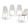 PAZZO DESIGN Sedia Alix, set da 4 sedie, Bianco, Sedia in polipropilene, Sedia cucina, gambe metallo - id_990