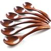 YFWOOD Nanmu Legno 6 Pezzi, 7 Pollici Cucchiai da Zuppa e Ramen, Utensili da Cucina in Stile Giapponese, Manico Lungo per Bambini e Dessert