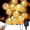 shenkey Luminarie Solari, 60 LED Palle di Cristallo Luminarie con Telecomando, Alimentato a Energia Solare/USB, Catena Luminosa Esterno per Giardino,Decorazioni Interne ed Esterne (Bianco Caldo)