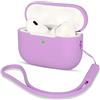 AOTUAO Compatibile con AirPods PRO 2 Custodia Case Cover, Case Protettiva Antiurto Antiscivolo in Silicone per AirPods PRO 2 Seconda Generazione 2022 Custodia con Silicone Lanyard, Light Purple