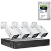 PNI Kit di videosorveglianza PNI House IPMAX POE 3LR, NVR con 4 porte POE e 4 telecamere di sorveglianza da 3MP con HDD da 1Tb incluso
