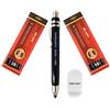 intervisio Koh-I-Noor 5359 Portamina 5,6 mm con Clip, Metallo, colore Nero, con Temperino e 2 Set Koh I Noor 2B e 6B Mine per Portamine Matite e intervisio Temperamatite / Gomma de Cancelare