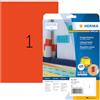HERMA SuperPrint, Etichette senza bordo (210 x 297 mm), colore: Rosso, 20 Pezzi