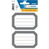 HERMA 5719 Etichette per libri con bordo grigio neutro, 12 pezzi, 82 x 55 mm, autoadesive, a righe, per scuola, bambini, ragazze, ragazzi, etichette bianche