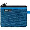 Leitz WOW Astuccio a 2 Scomparti, Cerniera in Nylon, Lavabile, Adatta come Portafoglio, Formato S (14 x 10.5 cm), Blu, 40110036