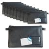 effektivo Confezione a 10 pezzi Borsa per soldi e documenti con cerniera e finestra per biglietti da visita ed etichettatura 27 x 17 cm, in finta pelle, colore nero, adatta per documenti fino a DIN A5