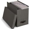 Bigso Box of Sweden Contenitore per documenti con coperchio - Raccoglitori da scrivania con 8 cartelle sospese - Raccoglitori documenti in fibra di legno e carta effetto lino - grigio
