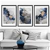 Artze Wall Art Stampa artistica astratta di quadri, set da 3 pezzi, 30 cm di larghezza x 40 cm di altezza, blu navy/grigio/oro