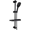 Görbach Asta Doccia Nera Regolabile Portasapone 70 cm in inox 304 Gruppo Doccia con Doccetta a 3 Getti e Porte-Savon,Senza Miscelatore,Supporto Doccia Saliscendi(HB1210MB).