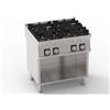 Cucina a GAS 4 fuochi a fiamma libera. Dim.cm. 80x70x85H. - Potenza termica 28,8 Kw. - Doppia corona
