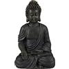 Relaxdays, Grigio Scuro Statua Buddha Seduto 18 Cm, per Soggiorno e Bagno, Resistente All'Umidità, in Pietra Artificiale, 18 X 10 X 8 Cm