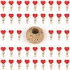 G2PLUS 100 mollette rosse per foto, 3,5 cm, mini cuore, corda iuta 30 m, progetti artistici, artigianali, matrimoni, eventi