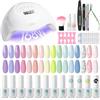 RSTYLE Kit Smalto Semipermanente Completo, 16 Colori Kit Smalti Gel per Unghie con 168W UV/LED Lampada Professionale Soak Off Strumenti per Manicure Primavera Coloris Blu Viola