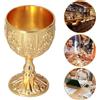 Fyearfly Bicchiere da Vino Vintage, 2Pcs 30ml Antichi Calici Decorativi in ​​Oro Bicchiere da Vino in Metallo Bicchiere da Whisky per la Decorazione del Bar di Casa (Oro)