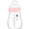MAM Biberon Feel Good A160, Biberon in vetro di Premium, con tettarella 1 brevettata SkinSoftTM silicone ultra morbido, per neonati da 0 mesi, 170 ml, rosa