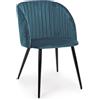 KONTE.DESIGN Set di 2 Sedie QUEEN in Velluto Blu