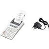 Casio HR-8RCE-WE Calcolatrice Scrivente Bianca Portatile, Bianco & ADA-60024 Alimentatore, nero