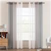 EMEMA Tende Voile Trasparenti Occhielli Sfumato per Soggiorno Camera da Letto Bagno Cucina Camera da Bambino Tenda Finestra Balcone Casa con 2 Pannelli 140 x 175 CM Grigio