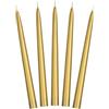 PartyDeco - Candele lunghe, affusolate verso l'alto, set di candele decorative da tavolo per matrimoni, compleanni, feste, Natale, colore oro