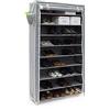 Relaxdays Scarpiera Valentin 161 X 88 X 30 cm, con Rivestimento in Stoffa, 10 Ripiani Scarpiera con Chiusura Lampo per Polvere, Supporto per 45 Paia di Scarpe Moderno 161 X 88 X 30, Grigio
