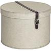 Bigso Box of Sweden Scatole porta vestiti con coperchio - Contenitori per vestiti con cinturino in pelle - Set da 2 diverse scatole rotonde con coperchio con effetto lino - beige