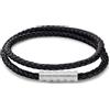 Calvin Klein Braccialetto da Uomo Collezione WRAPPED & BRAIDED con Pelle Intrecciata Nera a Doppio Giro - 35000093