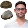 Lordhair Protesi Capelli Uomo, Pelle Super Sottile da 0,03 mm Tutti con loop a V Parrucca da Uomo per Sistema Capillare da 8x10 Pollici Dimensione Della Base