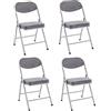HAKU Möbel Set di 4 sedie pieghevoli, schienale imbottito, alluminio, grigio, L 47 x P 53 x A 79 cm