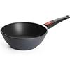 Woll Diamond Lite - Padella wok e miscelatrice, induttiva, diametro 24 cm, altezza 9 cm, adatta per tutti i tipi di fornelli, in ghisa di alluminio, rivestimento antiaderente, adatta al forno