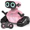 GILOBABY Robot Giocattolo Bambini, Robot Telecomandato con Occhi a LED, Braccia Flessibili e Musica, Giochi Educativi Interattivo Regalo Compleanno per Bambini Ragazze e Ragazzi dai 3 Anni (Rosa)