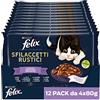 Felix Purina Sfilaccetti Rustici Cibo Umido per Gatti con Manzo, Pollo, Tonno e Salmone 48 buste da 80g