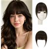 Sofeiyan Capelli Frangetta,Frangia Clip 100% Capelli Veri | Extension per Frangetta a Clip,Bangs Piatta e Ordinata per Donna,Castano Scuro - Frangia Dritta